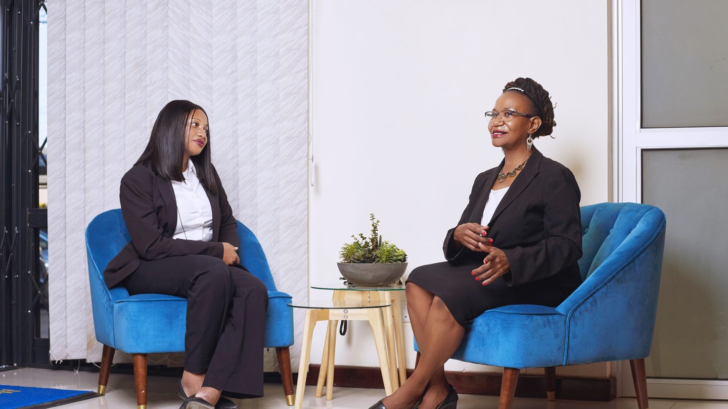 A client meeting in the reception area at Malambo & Co. Advocates